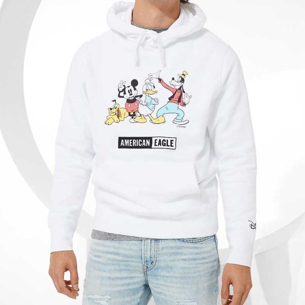 American Eagle X Disney Graphic Hoodie White Embroidered Super Soft 2020-Small